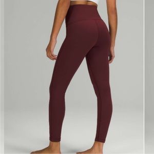 Lululemon Wunder Lounge Super-High-Rise Tight 28" Red Merlot size 10